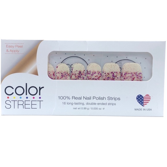 Color Street Nail Sticker Strips in Cannes Fetti Red Purple Gold Glitter Retired - Picture 3 of 5